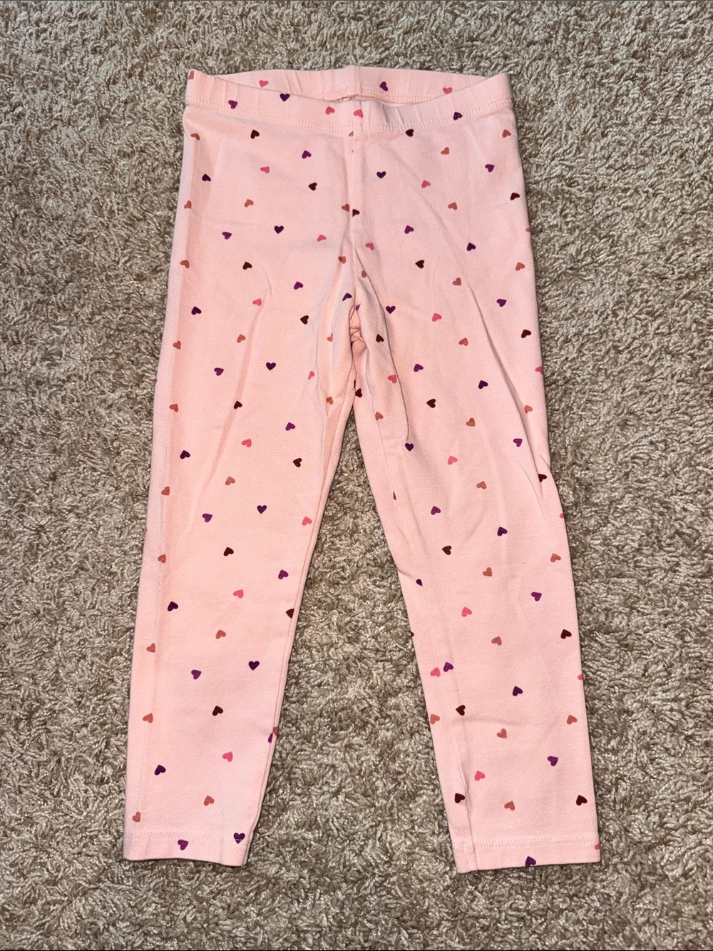 Cat & Jack Pink Leggings with the Multi-Color Heart Print